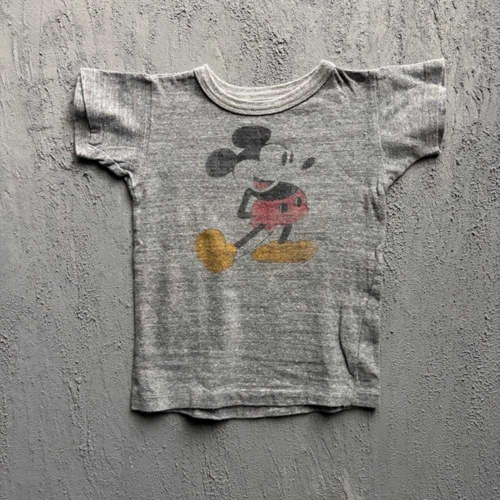 Denim Dungaree T Shirt Small 110CM Grey Mickey Mouse Ron Herman Baby Tee Japan